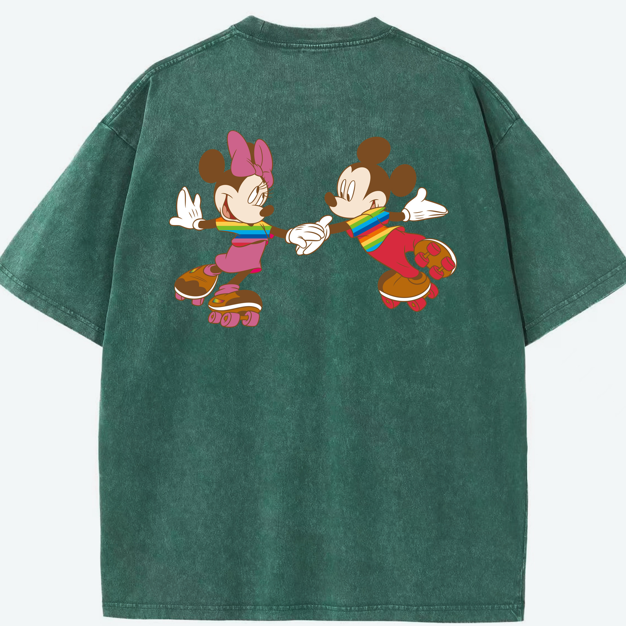 （画像用） ミッキーマウス Mickey Mouse 綿100% ヴィンテージ風 半袖Tシャツ（背面プリント）